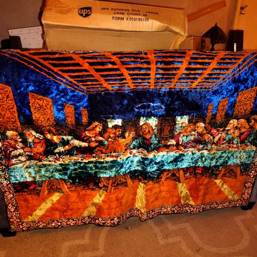 Vibrant Tapestry with Last Supper Design From Late 70s In VG+ Cond.